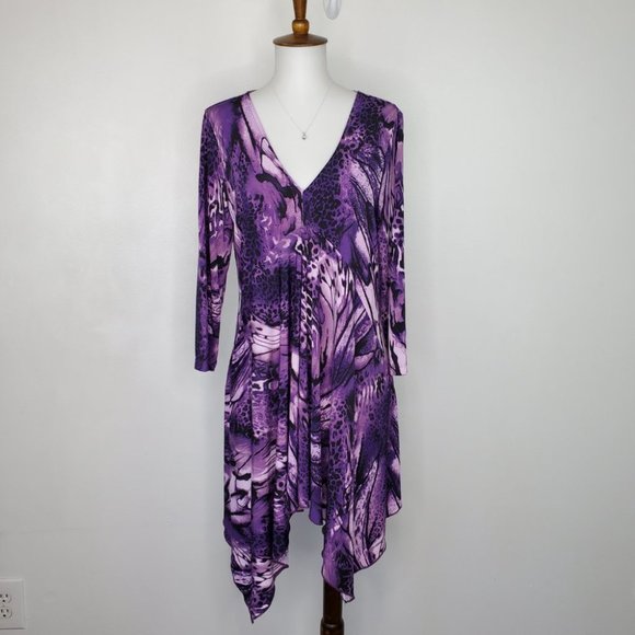 Attitudes by Renee' Purple Dopamine Irregular Hemline Tunic Top Size XS - Picture 14 of 14
